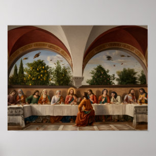 Poster A Última Ceia Fresco Obra-Prima Aperfeiçoada