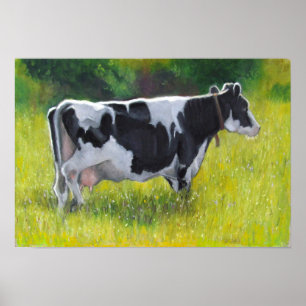 Poster A vaca de leiteria de Holstein no pasto, lubrifica