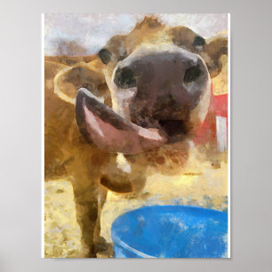 Poster A vaca lambe a pintura