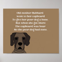 A velha mãe Hubbard rima um cão fofo em castanhos
