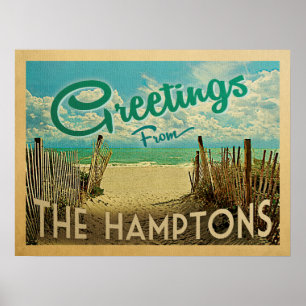 Poster A Viagens vintage de Hamptons Beach