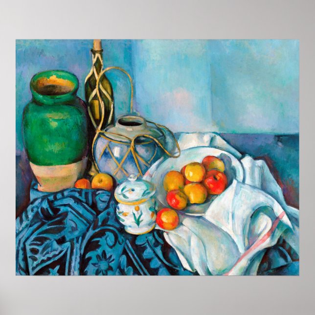 Póster A vida com as maçãs Paul Cézanne pintura comida (Frente)