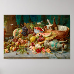 Poster A vida com Fruta e vinho mais fresco de Zatzka