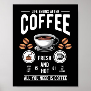Poster A vida começa após a citação Barista do Café