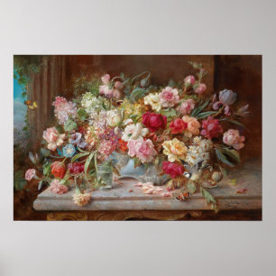 Poster A vida contínua com flores de Hans Zatzka - poste
