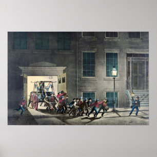 Poster A vida de um bombeiro - o alarme noturno - 1854