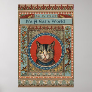 Póster A vida do gato do vintage para amantes do gatinho