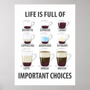 Poster A vida é Cheio de escolhas importantes - café en