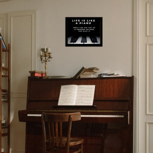 Poster A vida é como um Piano Inspiracional
