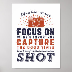 Poster A Vida É Como Uma Câmera Fotógrafa Citação