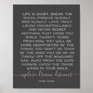 Poster A vida é curta - quebra as regras - marca a citaçã