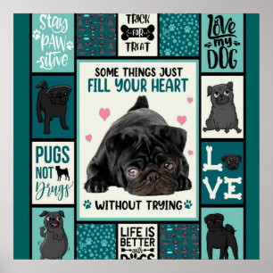 Poster A Vida É Melhor Com Cães Pug Dog Blanket