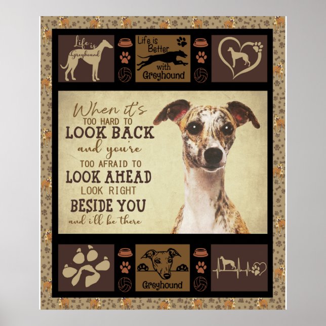 Poster A Vida É Melhor Com Greyhound | Presentes De Pão D (Frente)