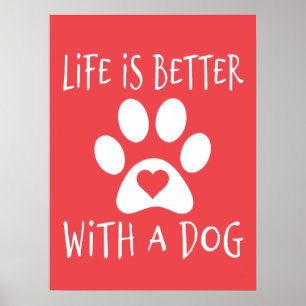 Poster A Vida É Melhor Com Um Cachorro - Amantes De Cacho