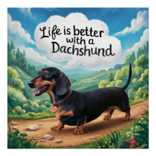Póster A Vida É Melhor Com Um Dachshund