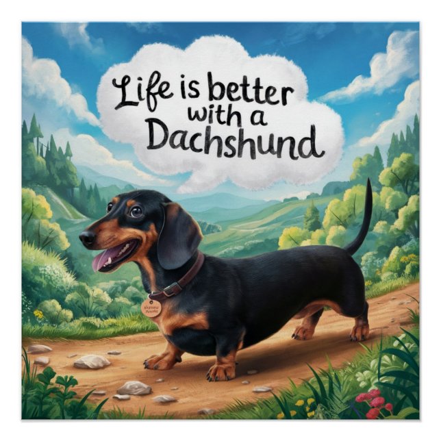 Póster A Vida É Melhor Com Um Dachshund (Frente)