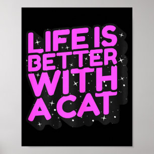 Poster A vida é melhor com um gato - adorável mãe de gato