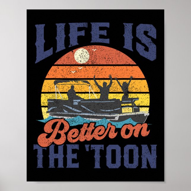 Poster A Vida É Melhor No Barco Toon Pontoon Boating Fa (Frente)