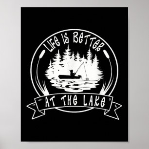 Poster A Vida É Melhor No Lago, Frases Engraçadas Fisherm