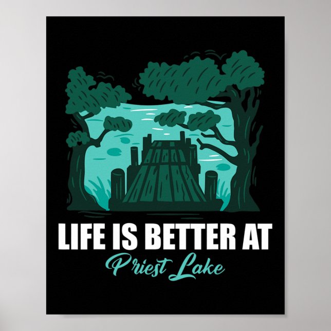 Poster A Vida É Melhor No Priest Lake Caiaque E Pontão (Frente)