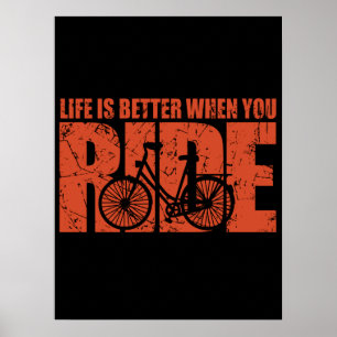 Poster A Vida É Melhor Quando Você Anda - Ciclismo