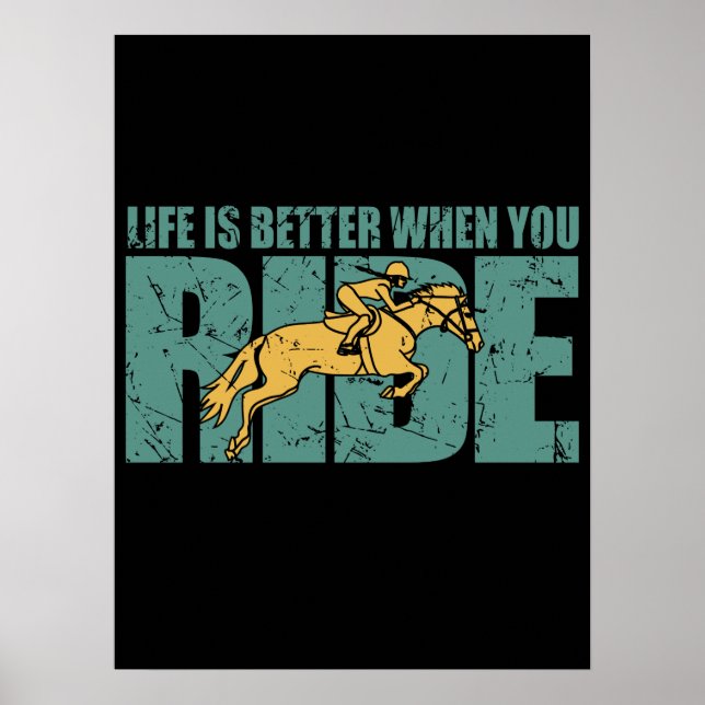 Poster A Vida É Melhor Quando Você Ande - Cavalo Andando (Frente)