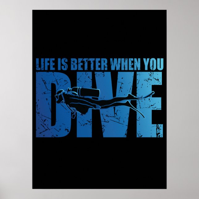 Poster A Vida É Melhor Quando Você Vive - Scuba Merging (Frente)