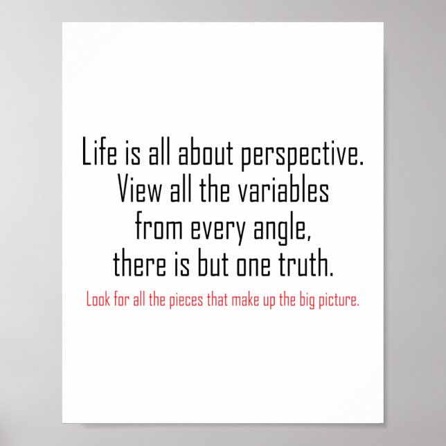 Poster A vida é sobre perspectiva (Frente)