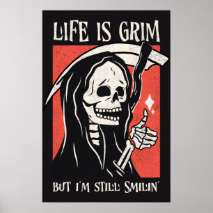 Poster A Vida É Um Grim Funny Grim Reaper Engraçado Sarcá