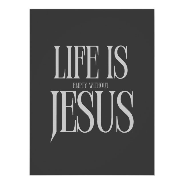 Póster A Vida Está Vazia Sem Jesus - Fé Cristã Negra (Frente)