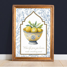 Poster A Vida Te Dá Arte De Cozinha Inspiracional Com Lim