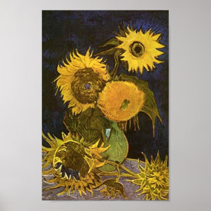 Póster A Vida Vase Cinco Girassóis Van Gogh Belas Artes