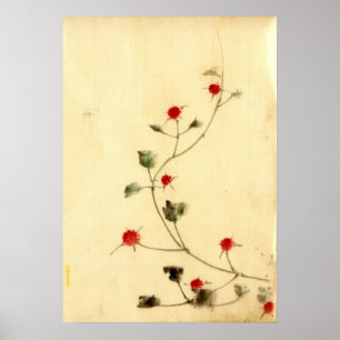Poster A videira com vermelho floresce 1840