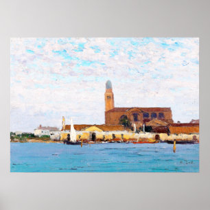 Poster A view of the cathedral in Chioggia by Alfred Zoff