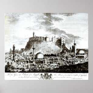 Póster A view of the city and castle of Aleppo, Syria