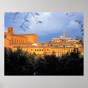 Póster A vila Tuscana de Siena, Itália.