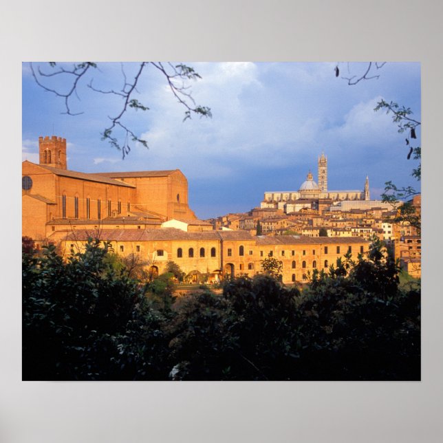 Póster A vila Tuscana de Siena, Itália. (Frente)