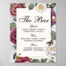 Poster A Vintagem Floral De Borboleta Bloom De Casamento 