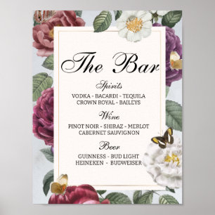 Poster A Vintagem Floral De Borboleta Bloom De Casamento
