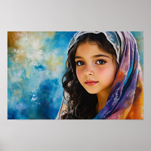 Poster A Virgem Abençoada Maria como Jovem Garota (Frente)