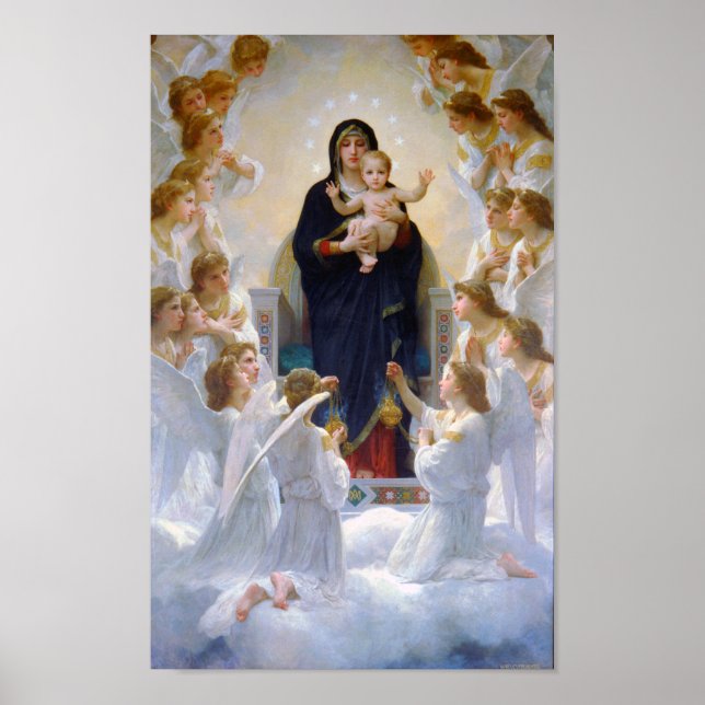 Poster A Virgem com Anjos, Bouguereau (Frente)