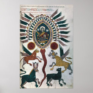 Póster A visão de Daniel de quatro animais e de deus