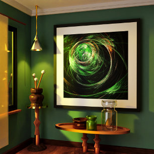 Póster À volta da Abstrato de Arte Verde Mundial
