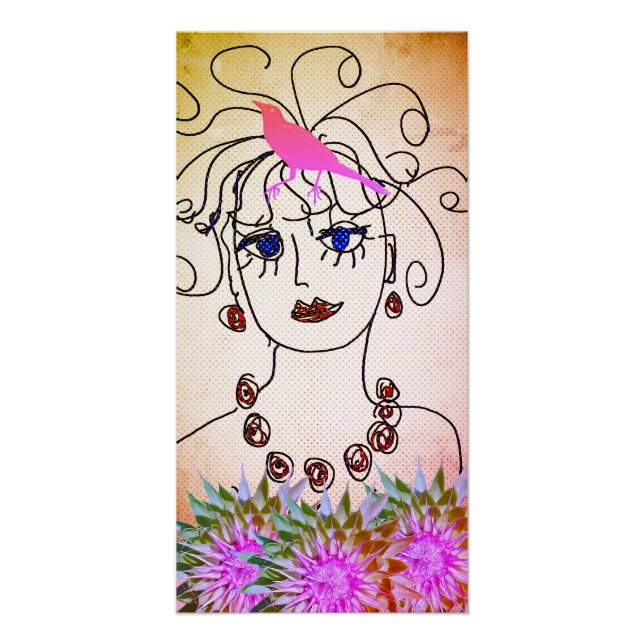 Póster A woman with birds (Frente)