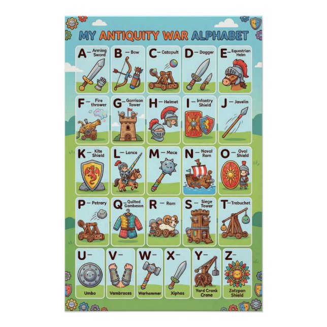 Póster A-Z Antiquity War Alphabet (Frente)