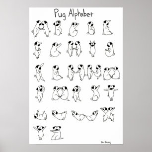 Poster A-Z do alfabeto do Pug