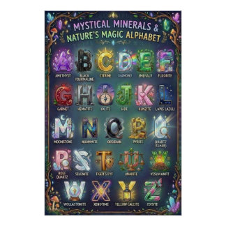 Póster A-Z Mystical Crystals Alphabet