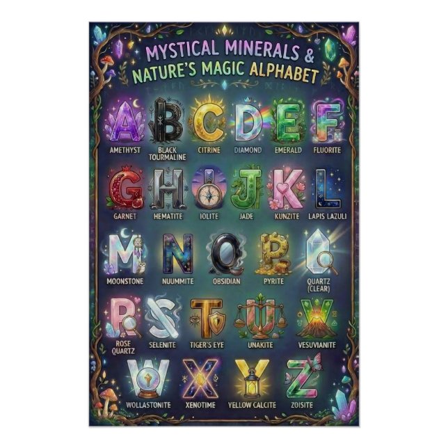 Póster A-Z Mystical Crystals Alphabet (Frente)