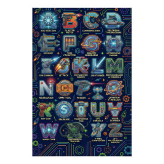 Póster A-Z Sci-fi Alphabet