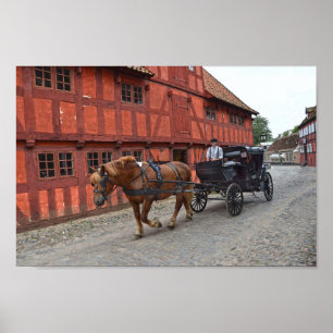 Poster Aarhus, Dinamarca, Cavalo e Buggy